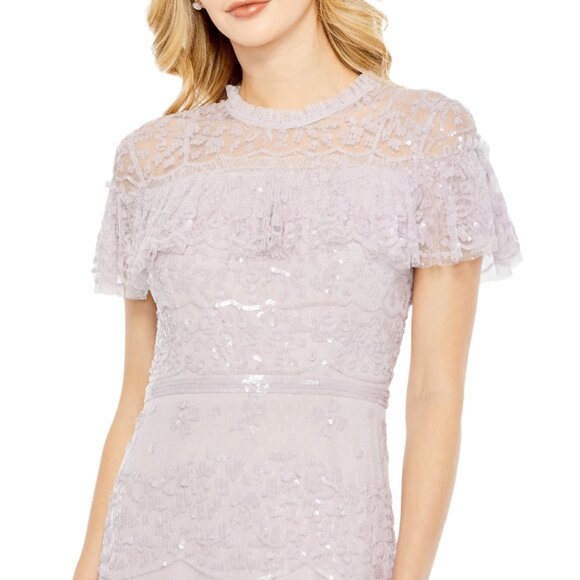 Mac Duggal 9195 Womens Size 14 Lilac Purple Ruffle Tiered Gown Maxi Dress - Picture 3 of 4